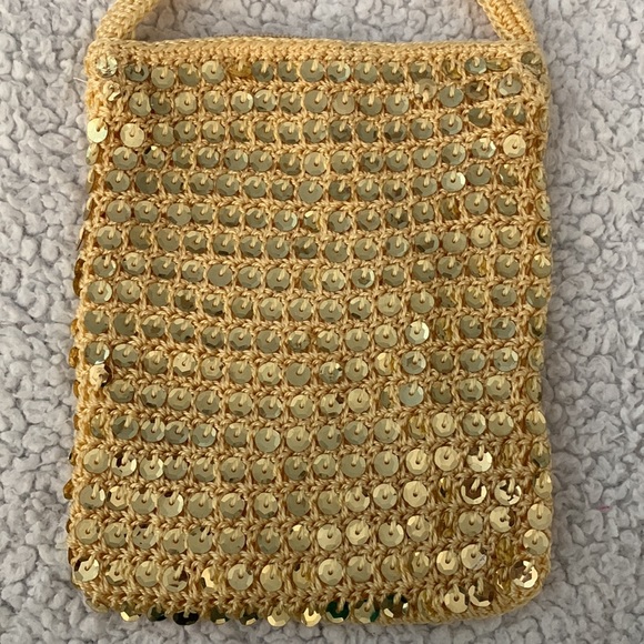 Gold Mini Crochet and Sequin Bag - Picture 3 of 15